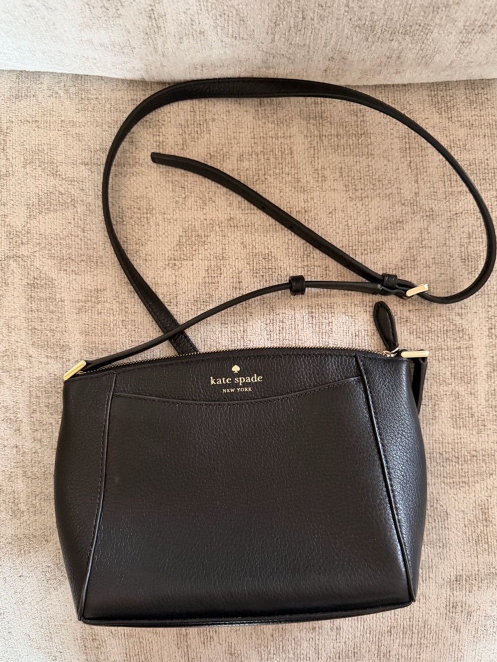 kate spade Black Pebbled Leather Crossbody with Gold Hardware